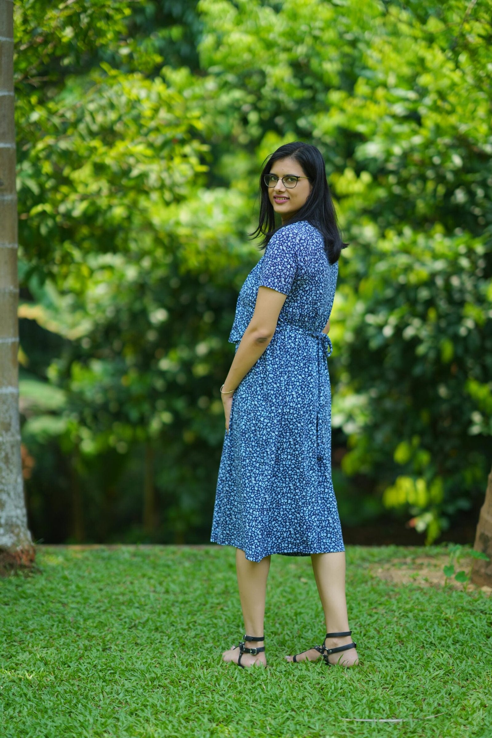 Soft Blue Cotton Comfy Maternity Dress