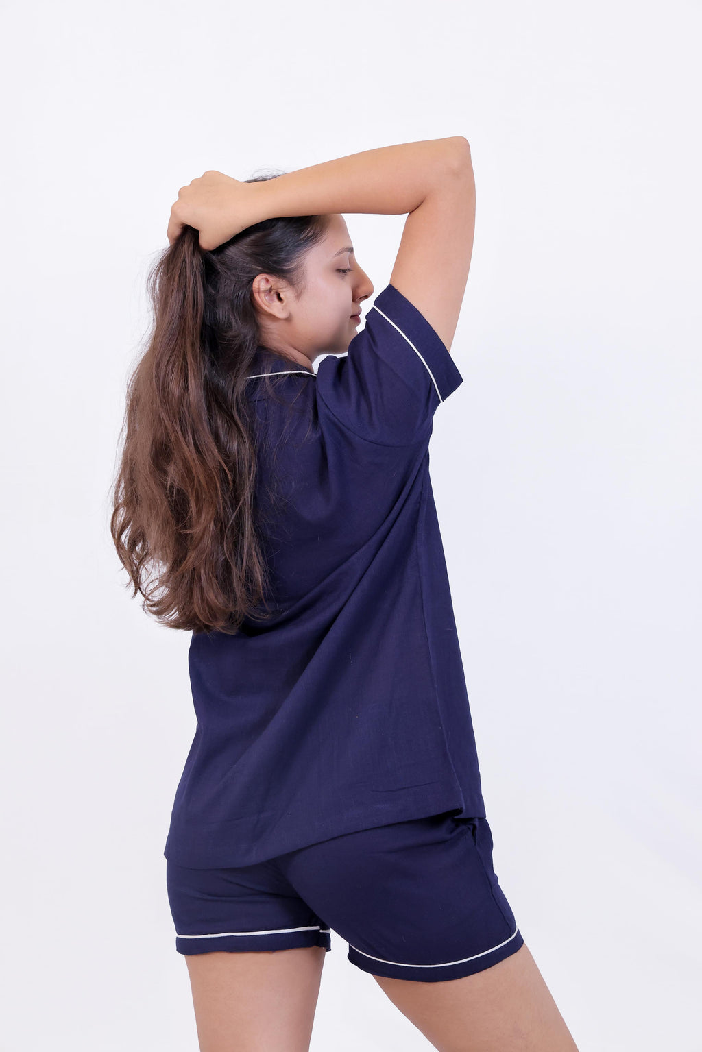 Classic Navy Cotton Nightwear Set