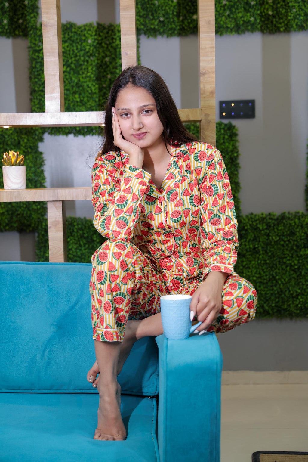 Watermelon Print Cotton Pajama Set