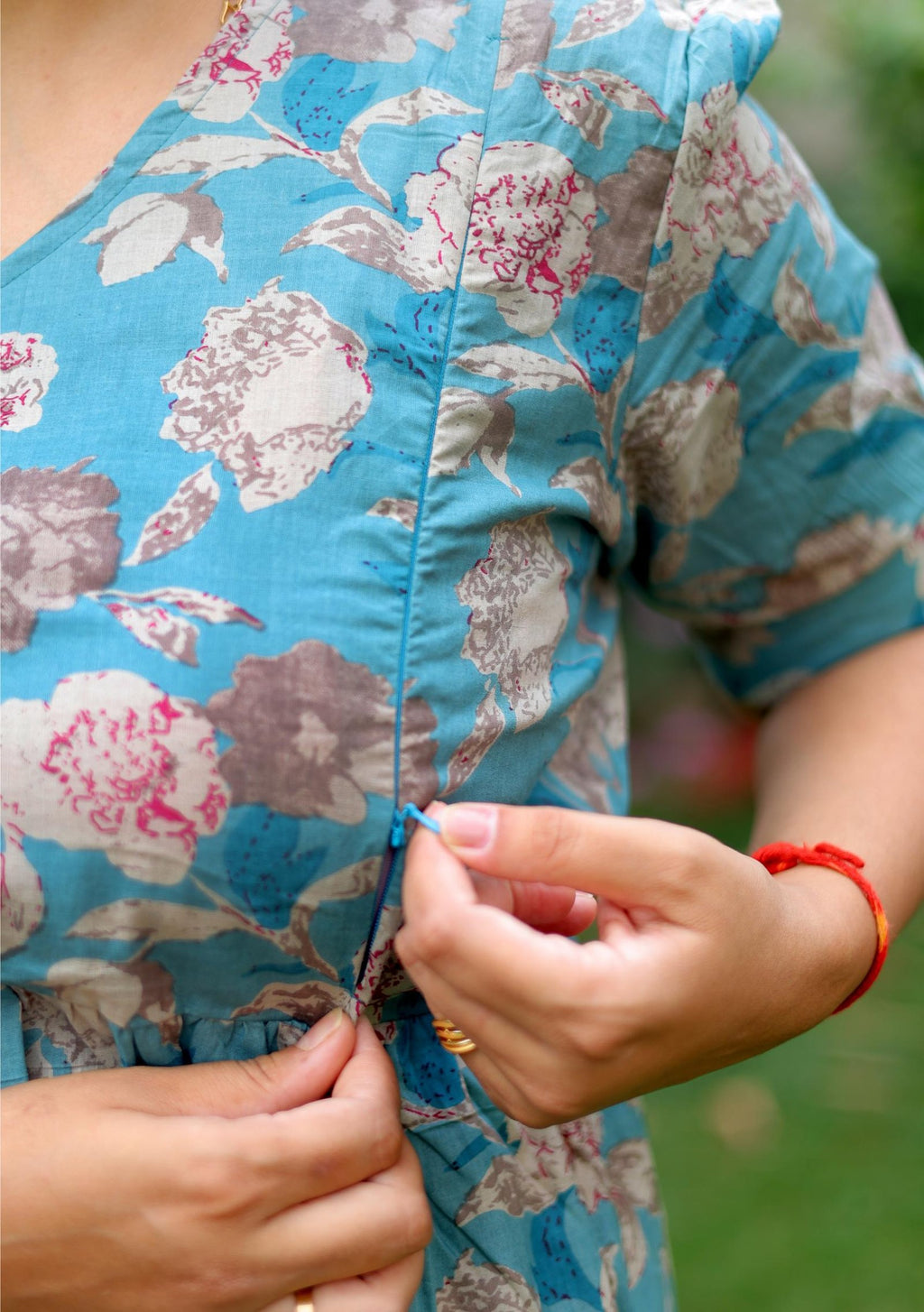Teal Garden Maternity & Nursing Dress