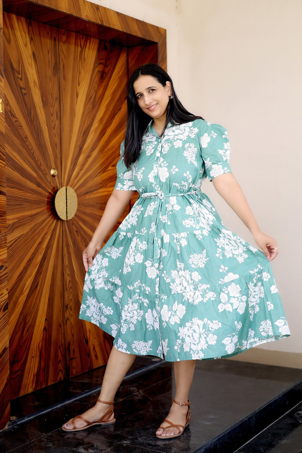 Sage Green Floral  Maxi Dress