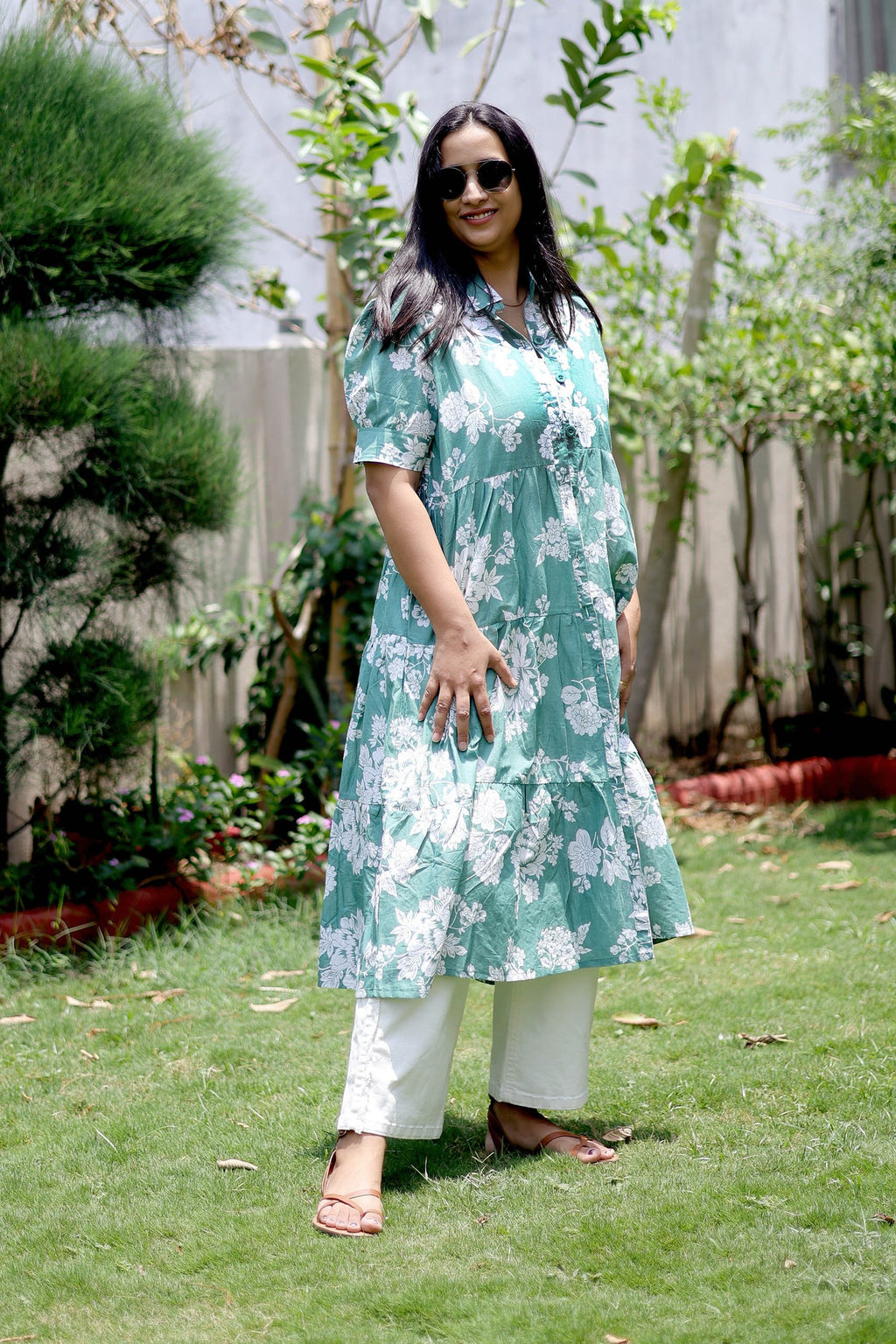 Sage Green Floral  Maxi Dress