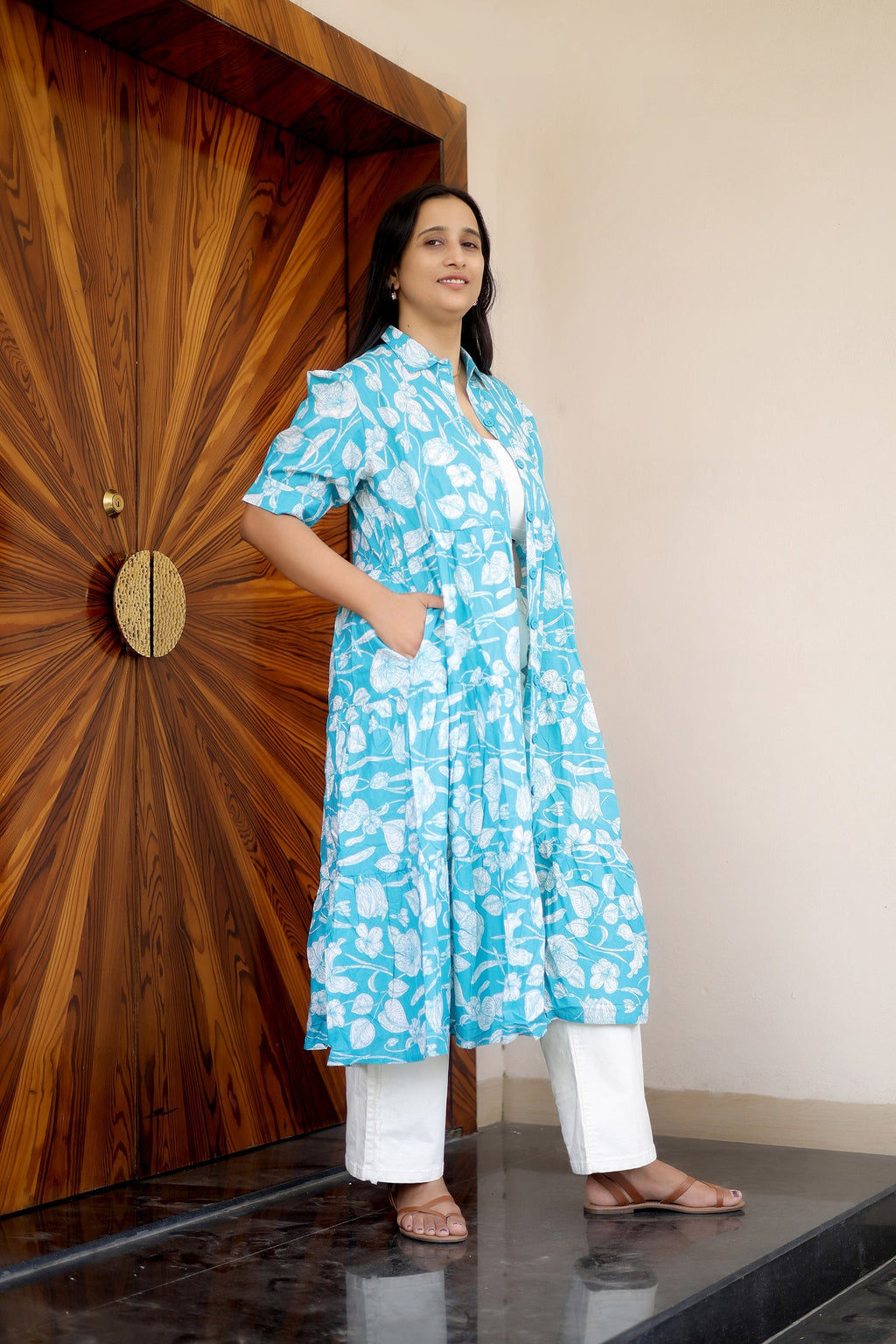 Aqua Bloom Tropical Elegance Maxi Dress