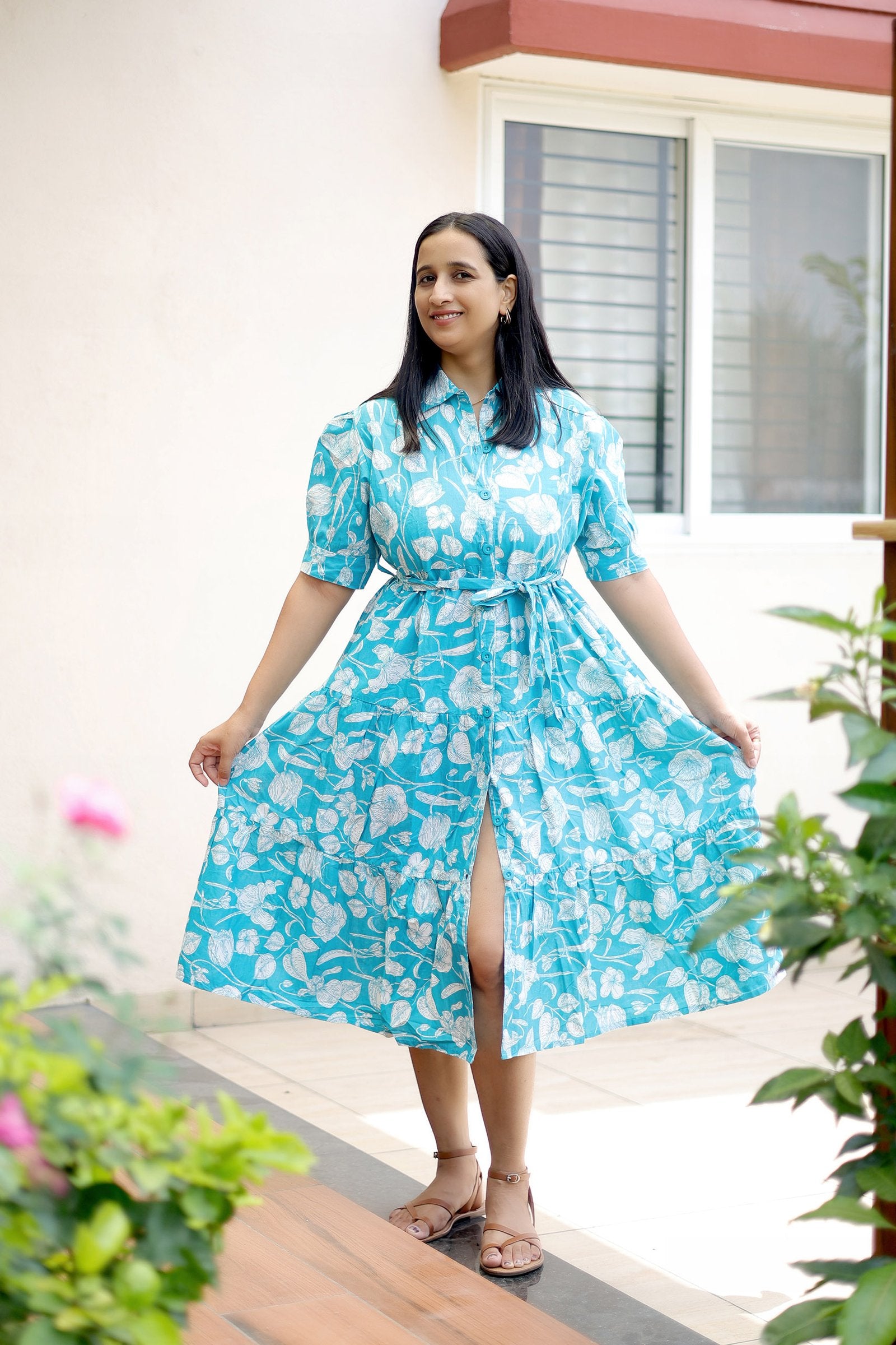 Aqua Bloom Tropical Elegance Maxi Dress