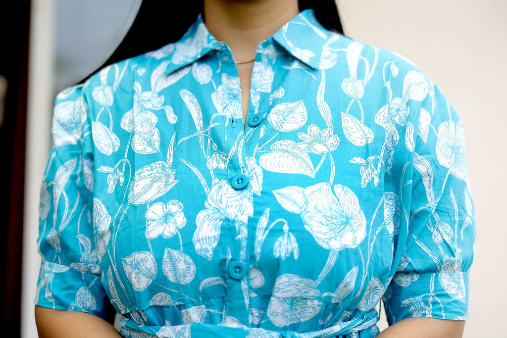 Aqua Bloom Tropical Elegance Maxi Dress