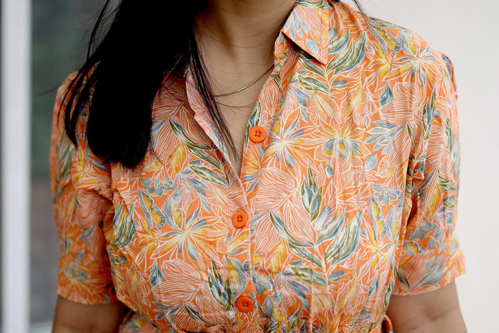 Peach Blossom Floral Breeze Maxi Dress