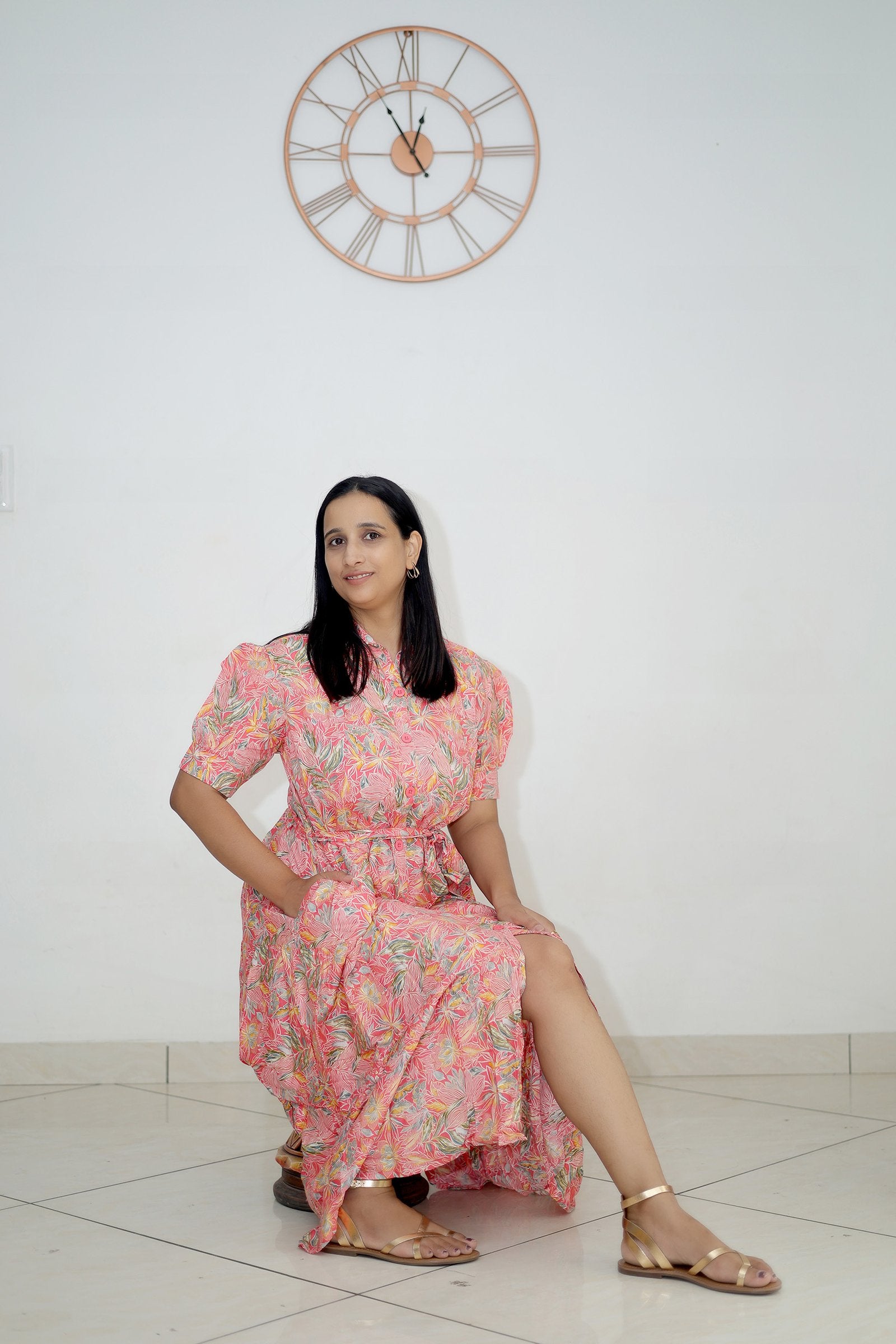 Rosy Whispers Floral Maxi Dress