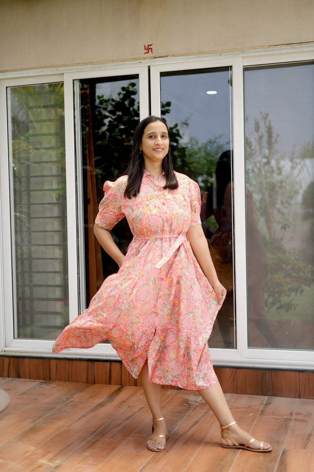 Rosy Whispers Floral Maxi Dress