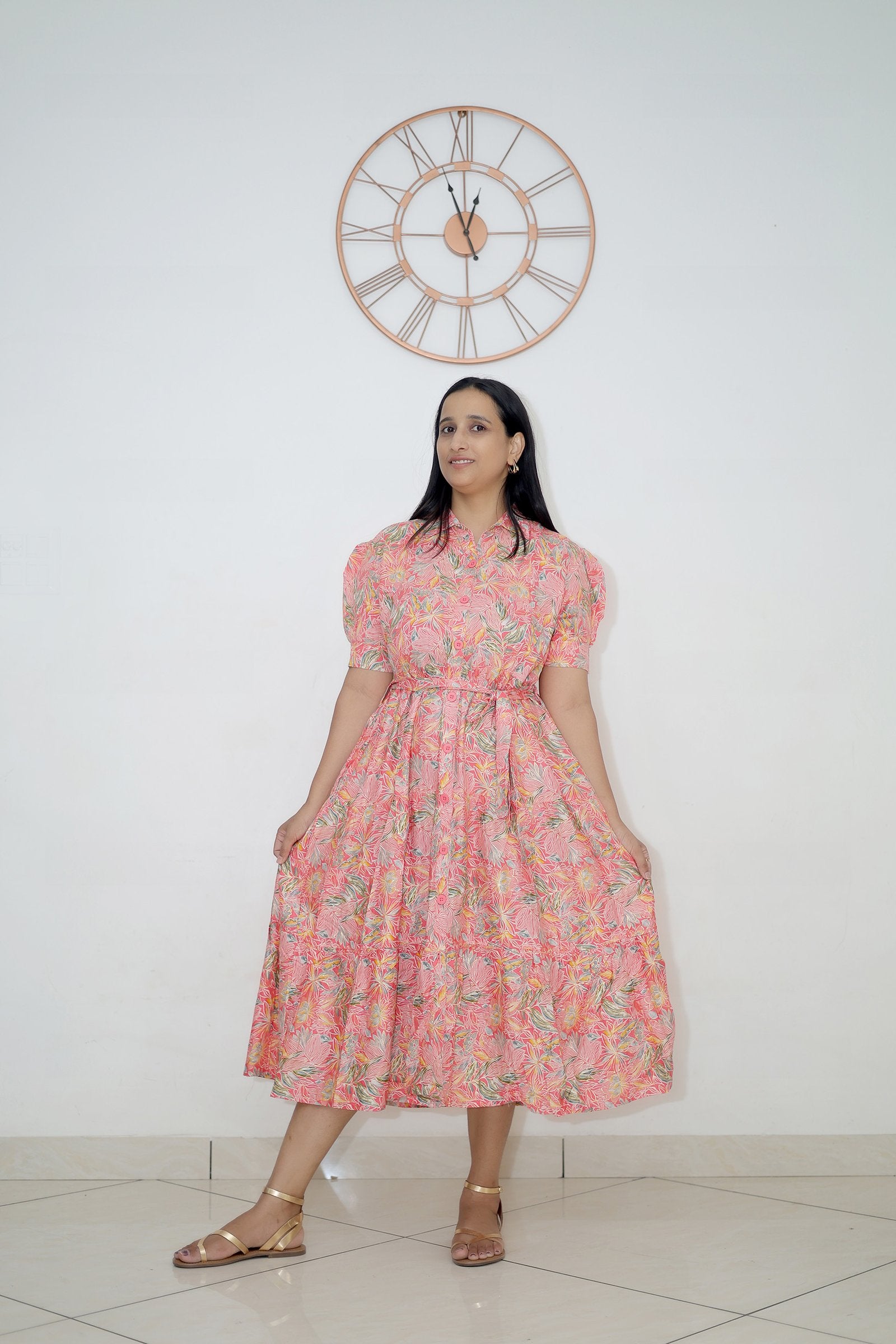 Rosy Whispers Floral Maxi Dress