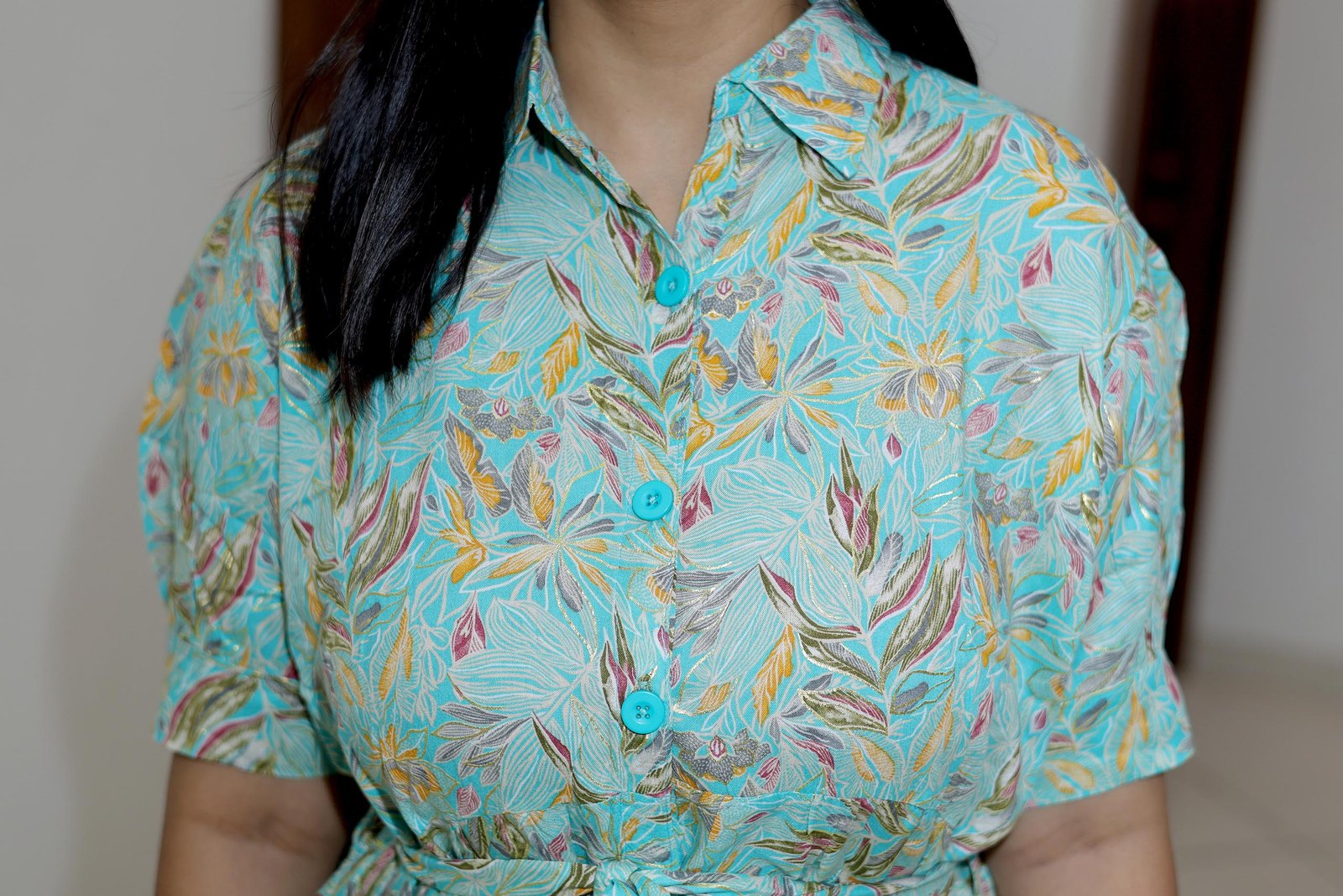 Aqua Mist Tropical Bloom Maxi Dress