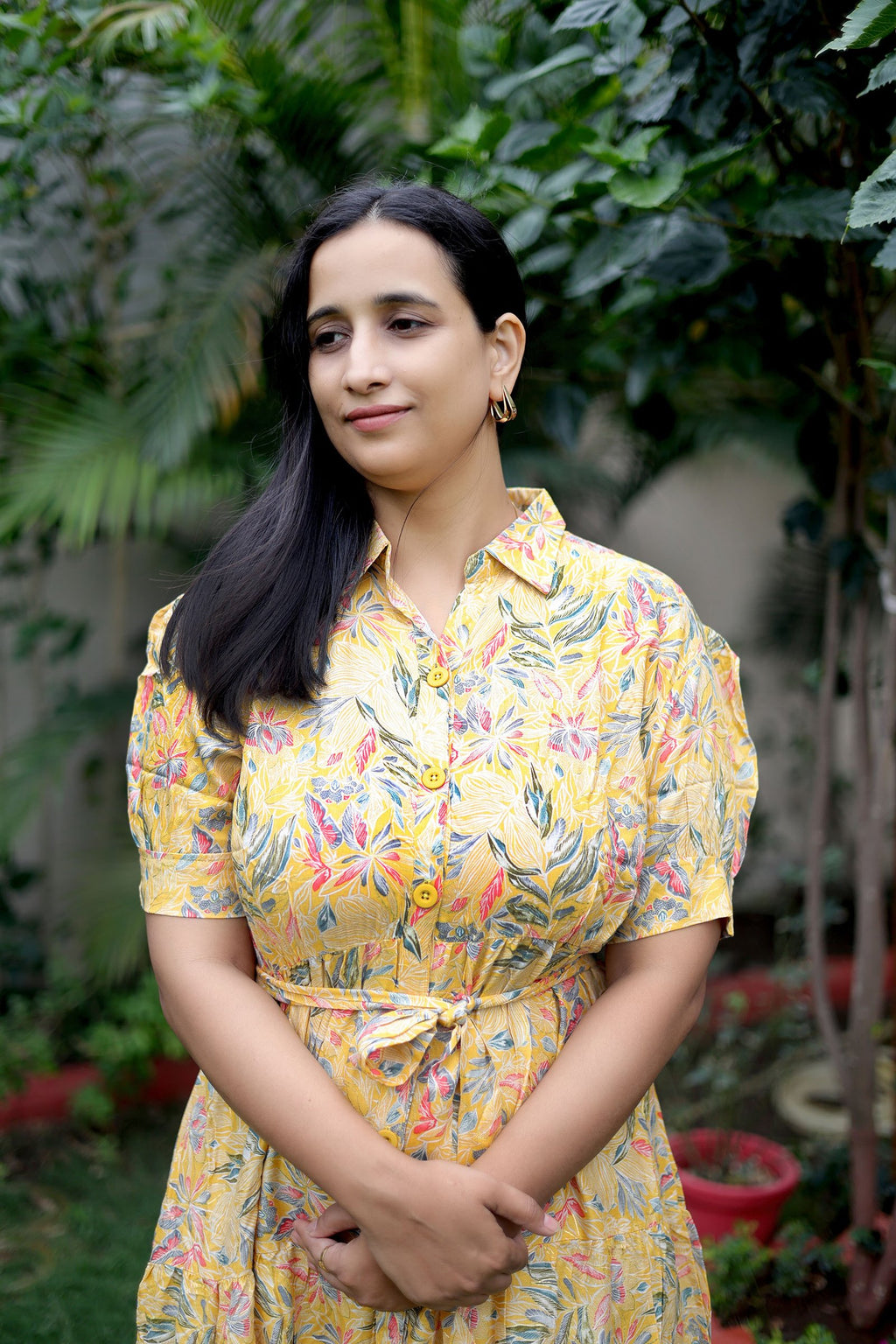 Golden Marigold Garden Maxi Dress