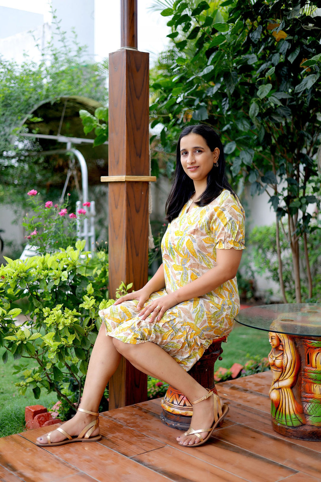 Lemon Leaf Breeze Flounce Dress