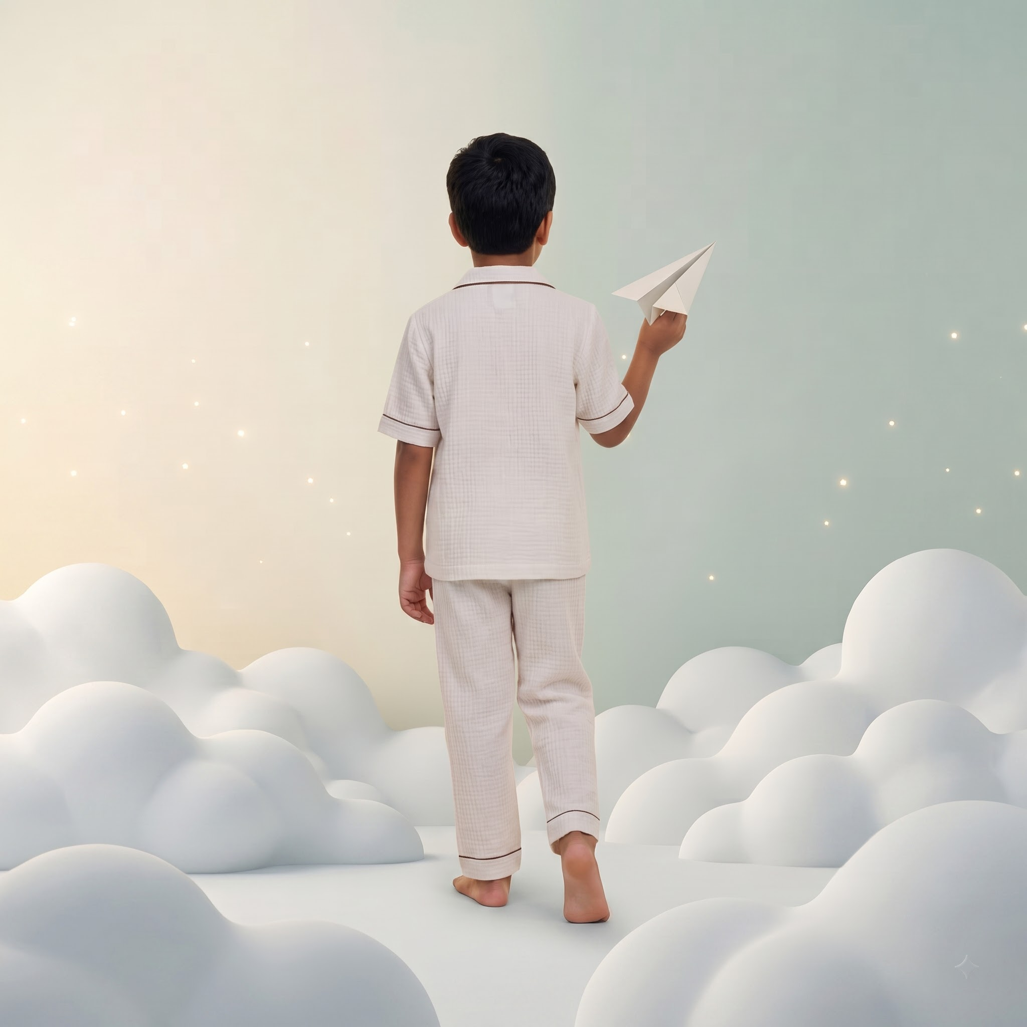 Classic Ivory Muslin Kids Night Suit