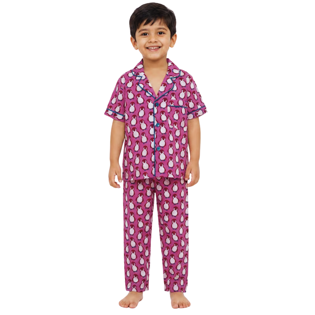Pink Penguin Parade Cotton Night Suit