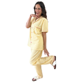 Yellow Gingham Cotton Women's Night Suit
