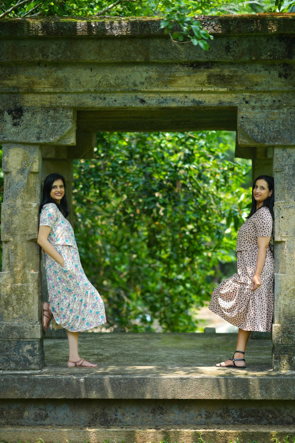 Pastel Floral Cotton Tiered Maternity Dress