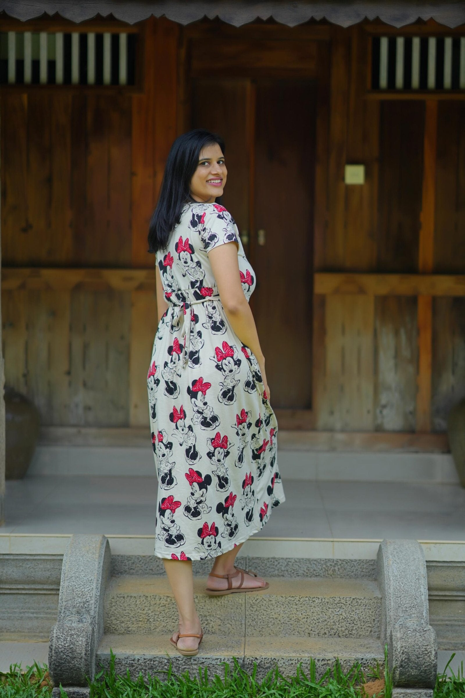 Ivory Minnie Mouse Cotton Maternity Dress