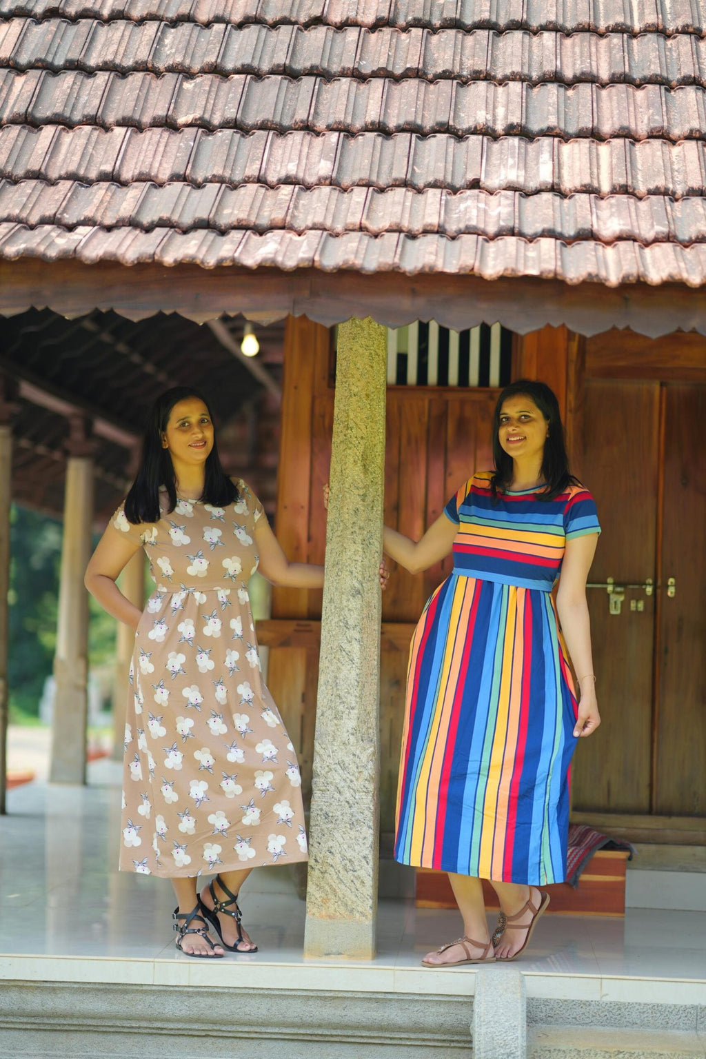 Comfy Cotton Maternity Dress with Cute Mouse Print