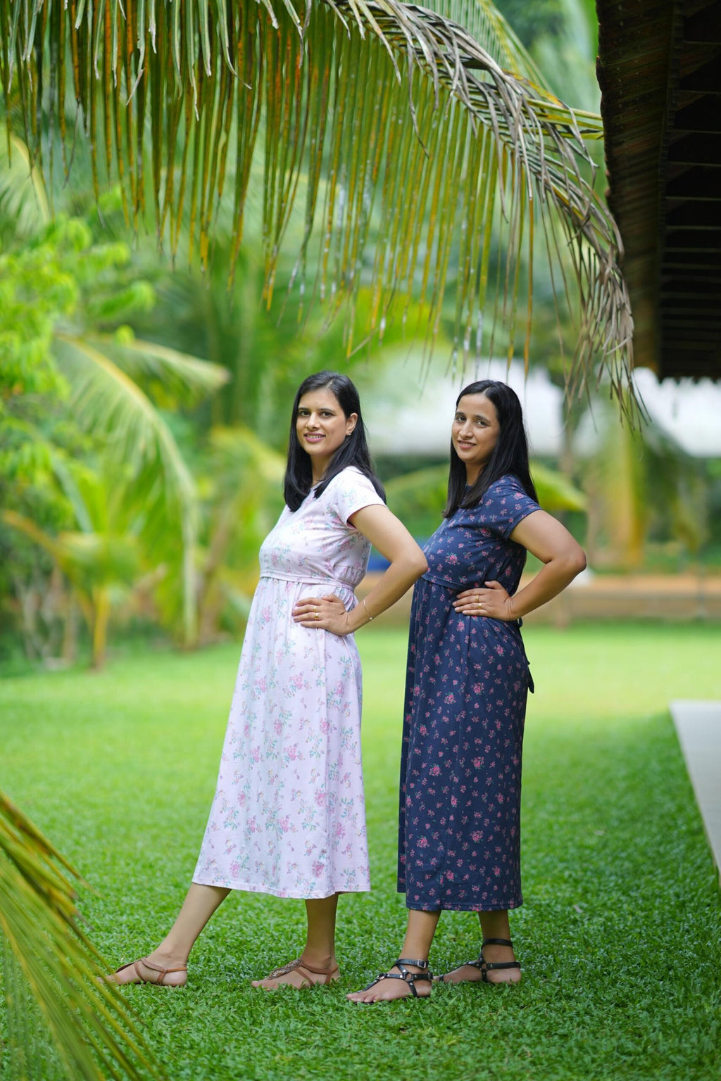 Comfort Cotton Maternity Dress - Pale Lavender Floral Print