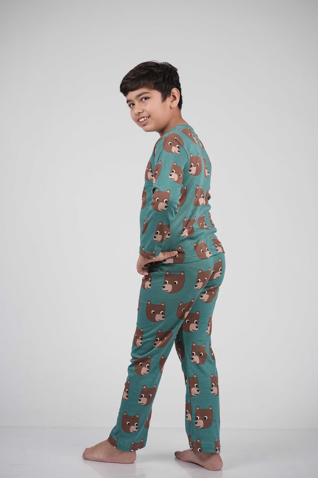 Green Bear Print Nightwear Set