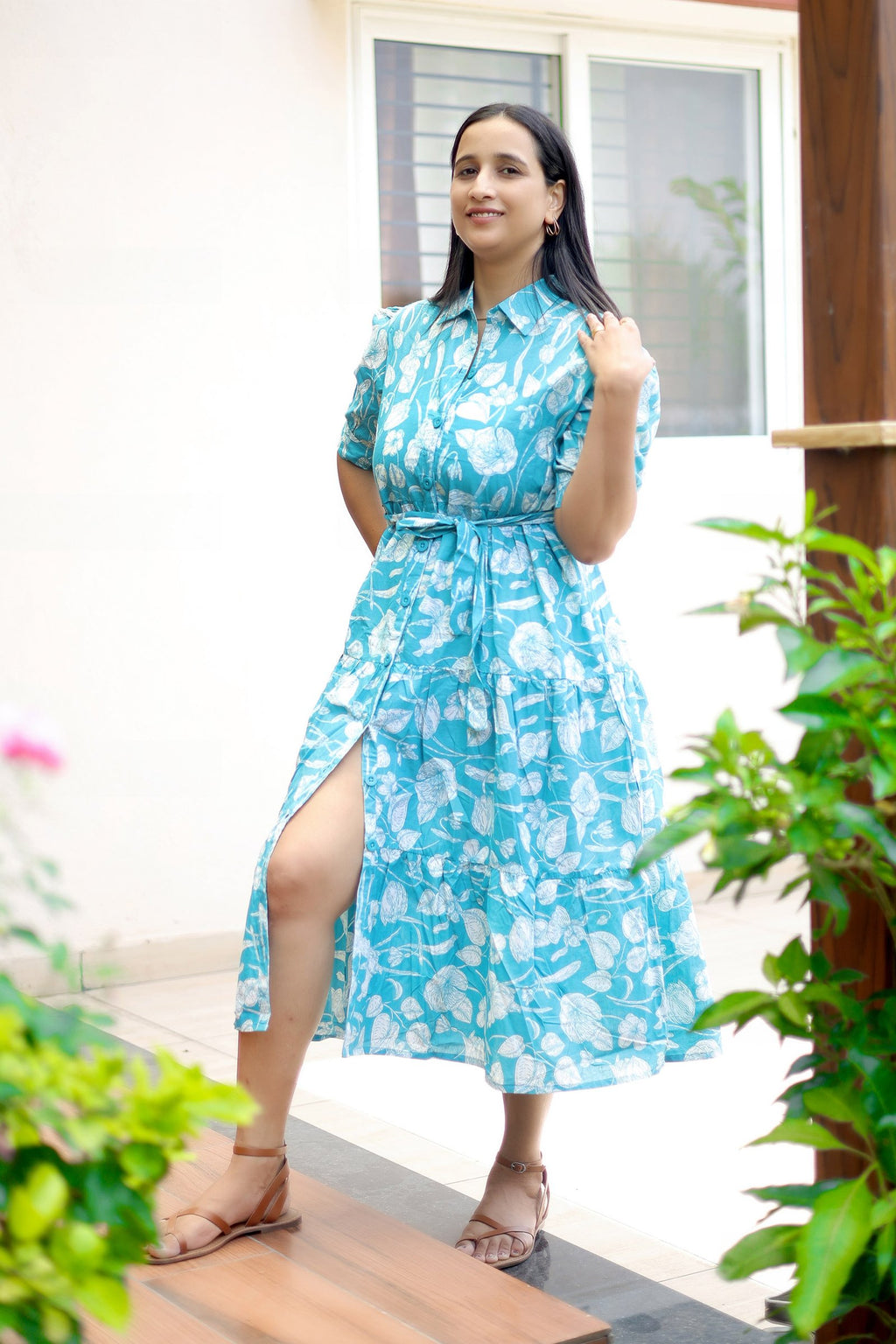 Aqua Bloom Tropical Elegance Maxi Dress