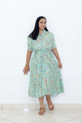Aqua Mist Tropical Bloom Maxi Dress