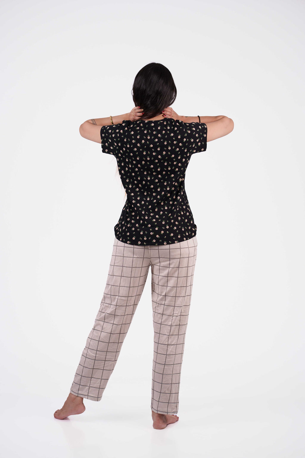 Black Floral Loungewear Set