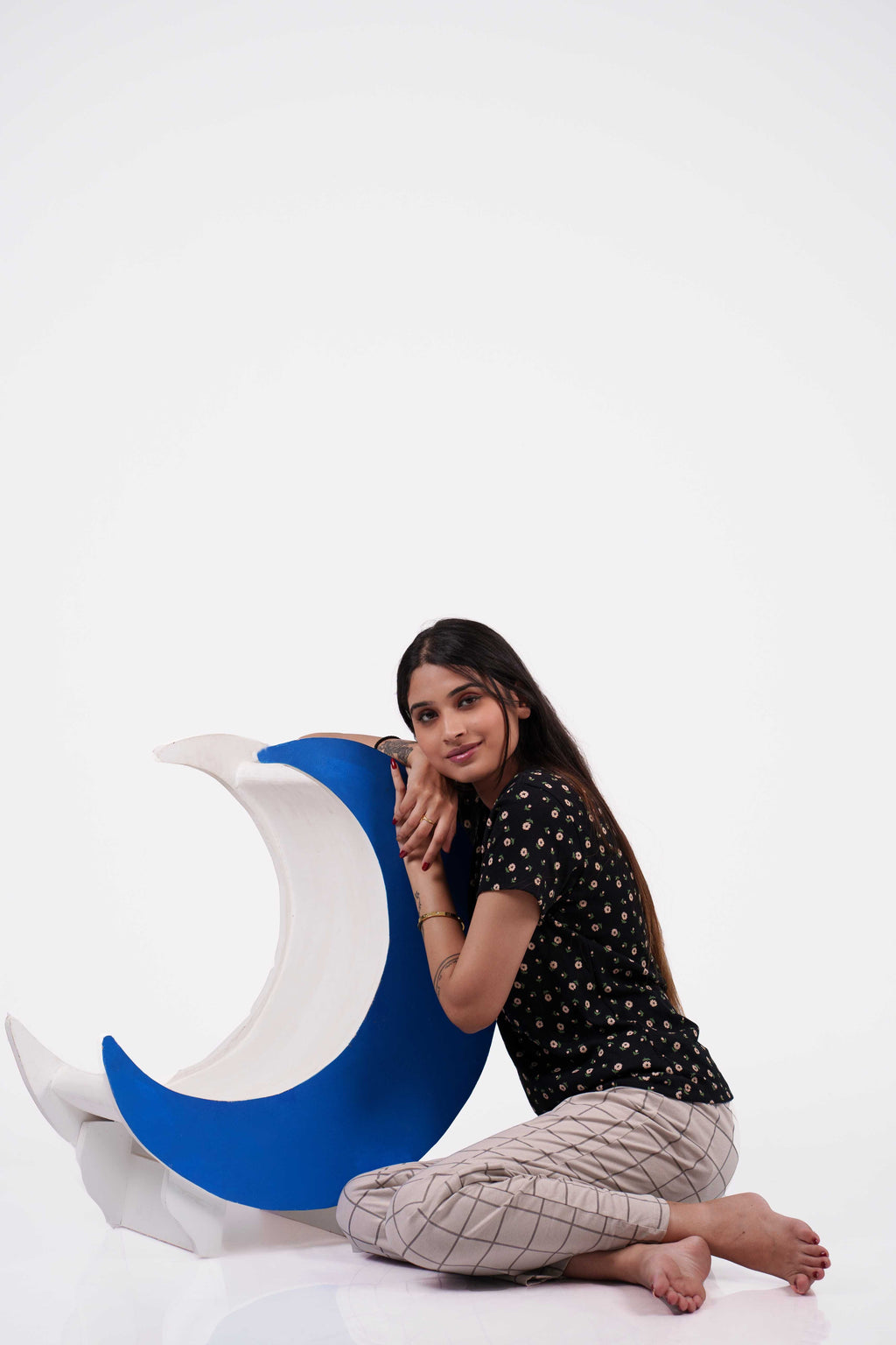 Black Floral Loungewear Set