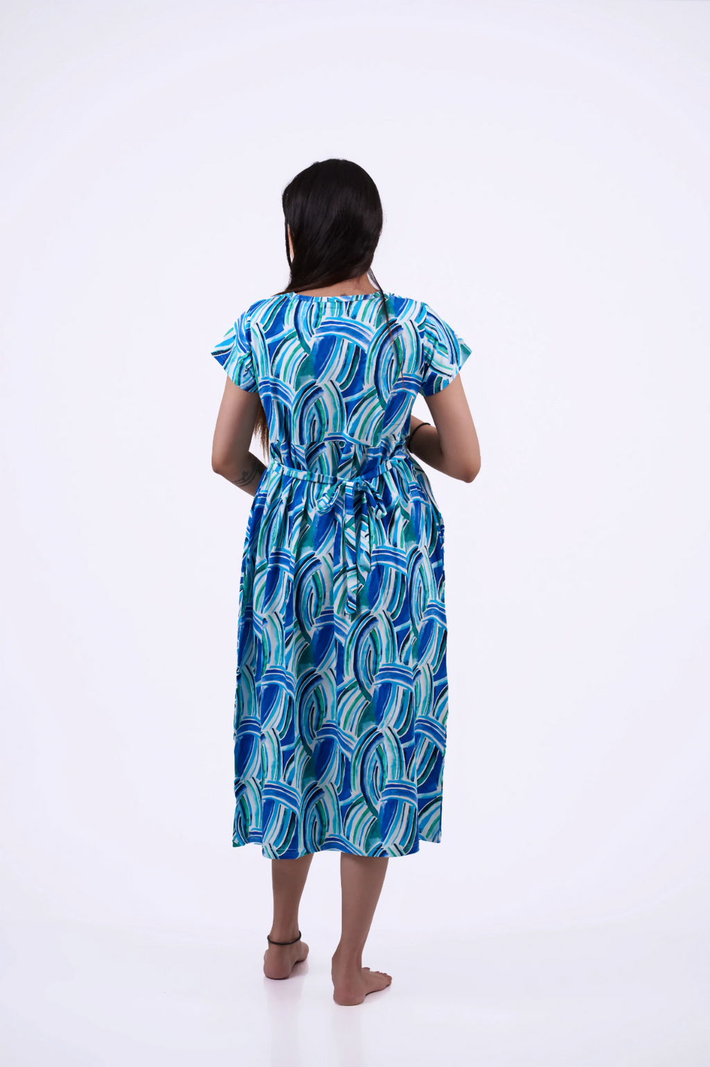 Blue Abstract Maternity Maternity Dress