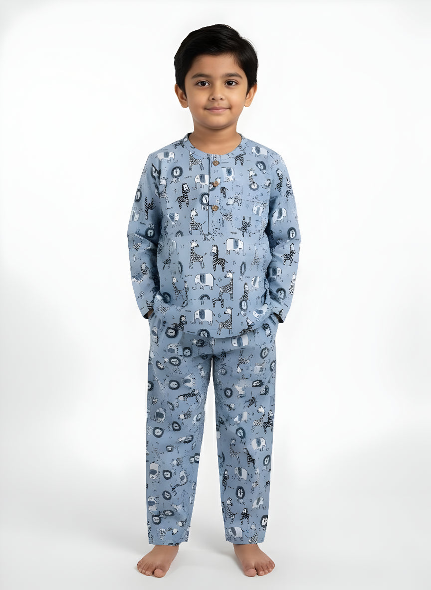 Blue Jungle Animal Print