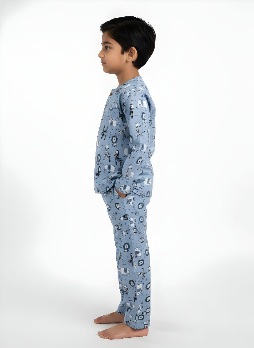 Blue Jungle Animal Print