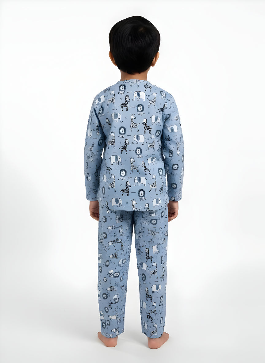 Blue Jungle Animal Print