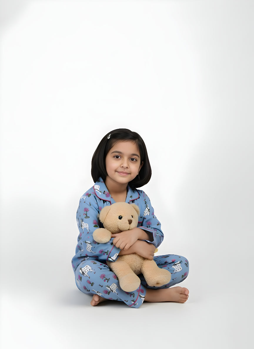 Blue Pichwai Print Cotton Night Suit