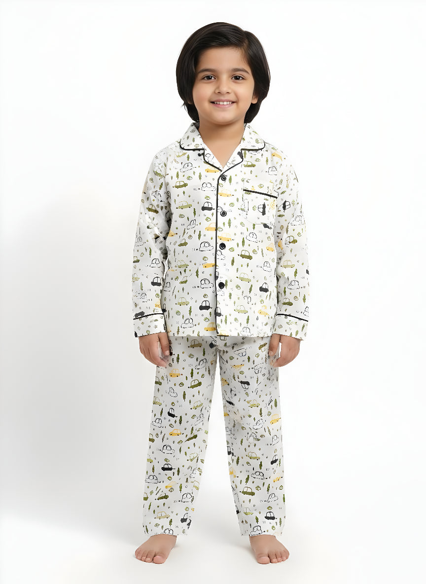 Car Print Cotton Night Set