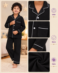 Classic Black Muslin Kids Night Suit(Full Sleeve)