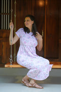 Comfort Cotton Maternity Dress - Pale Lavender Floral Print
