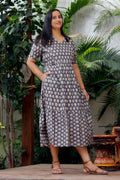 Deep grey Paisley print maternity dress