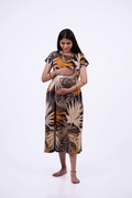 Earthy Tropical Leaf Maternity Dress