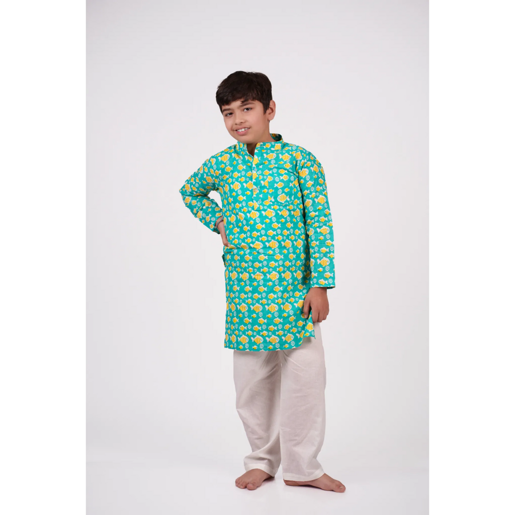 Fish Print Kurta Set