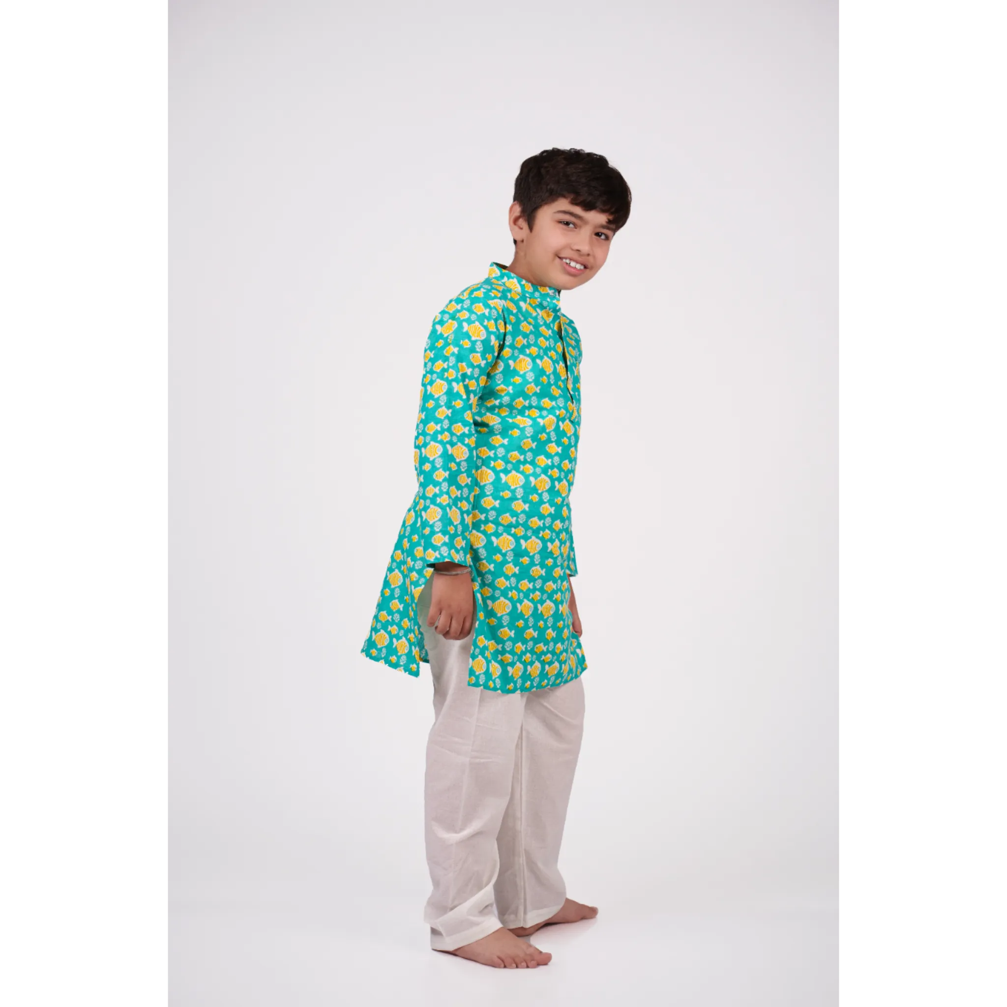 Fish Print Kurta Set