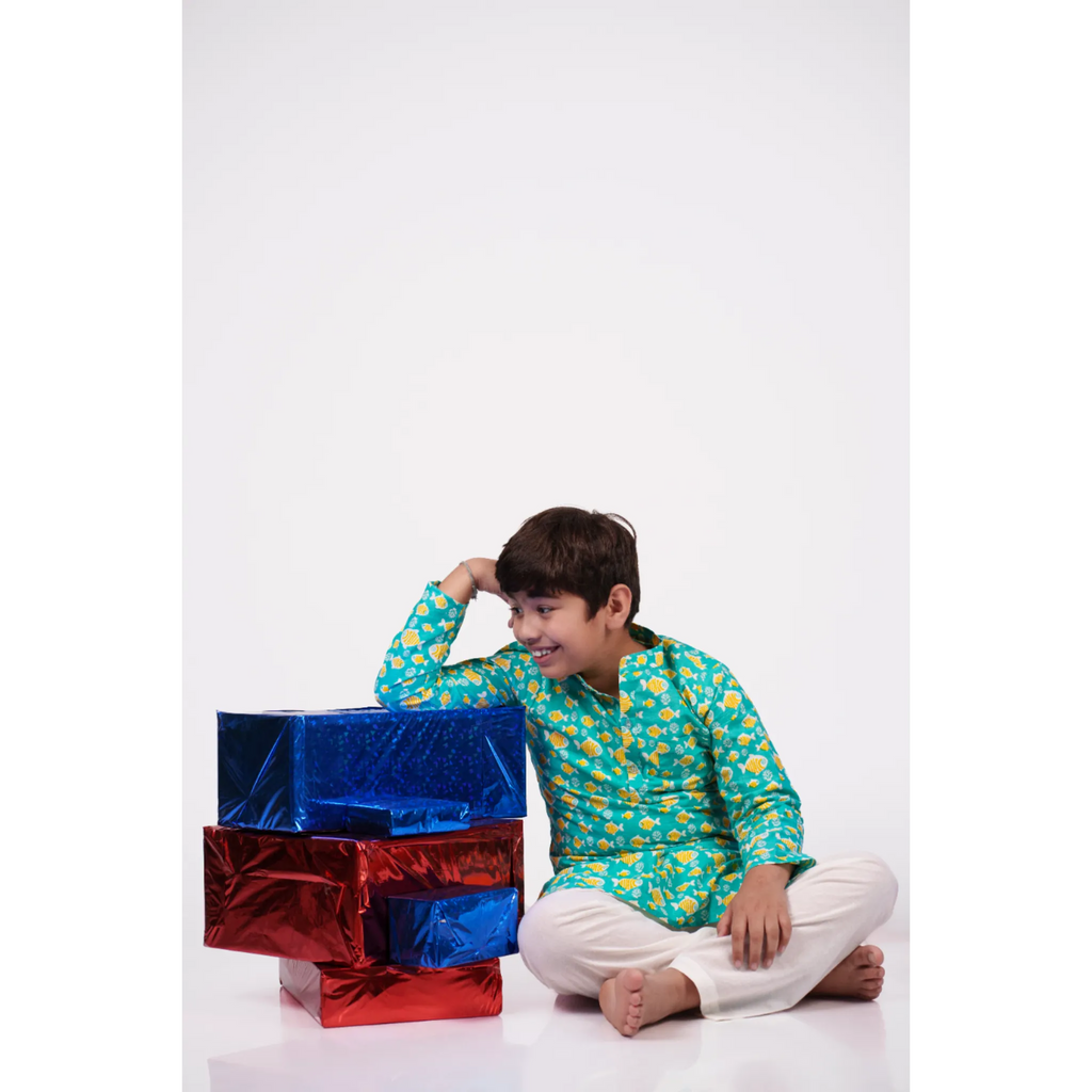 Fish Print Kurta Set