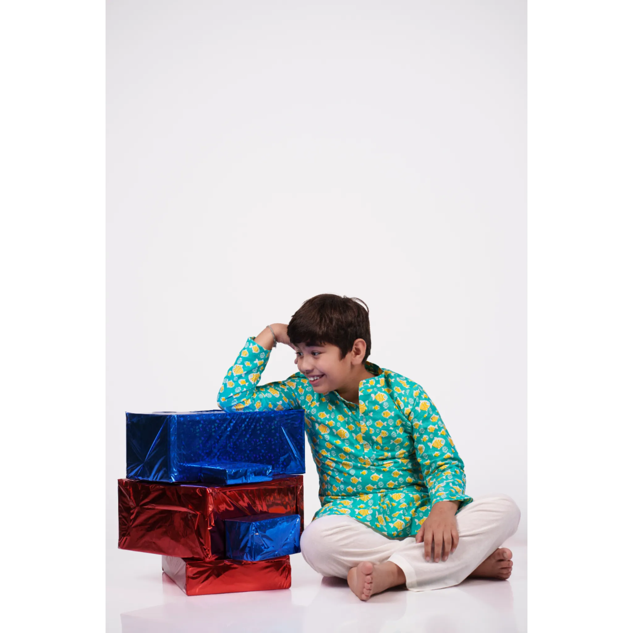 Fish Print Kurta Set