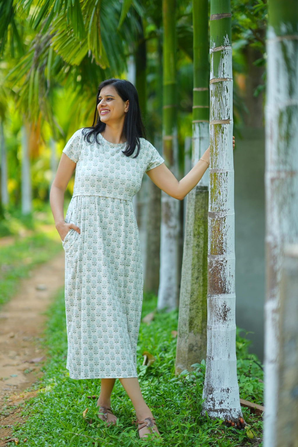 Floral Print Maternity & Nursing Dress