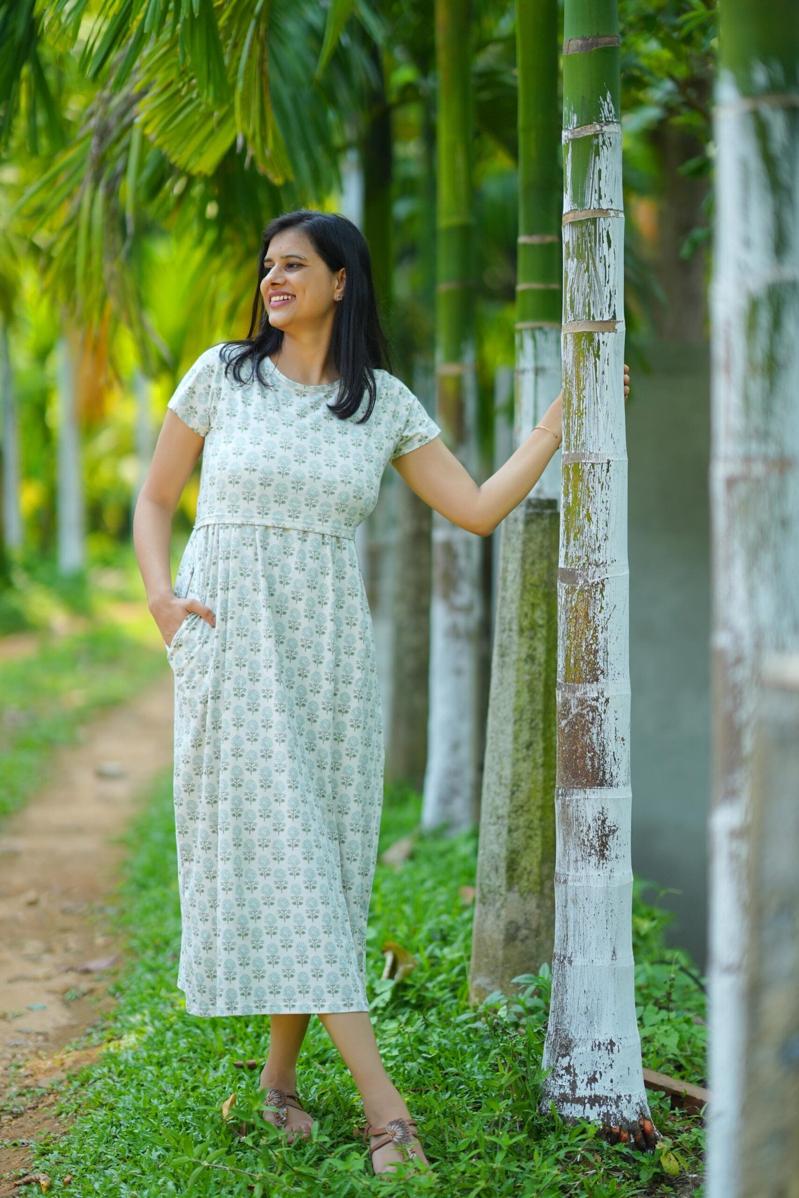 Floral Print Maternity & Nursing Dress