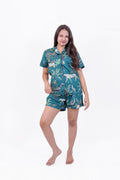 Green Forest Print Cotton Night Suit Set(Shirt & Shorts)