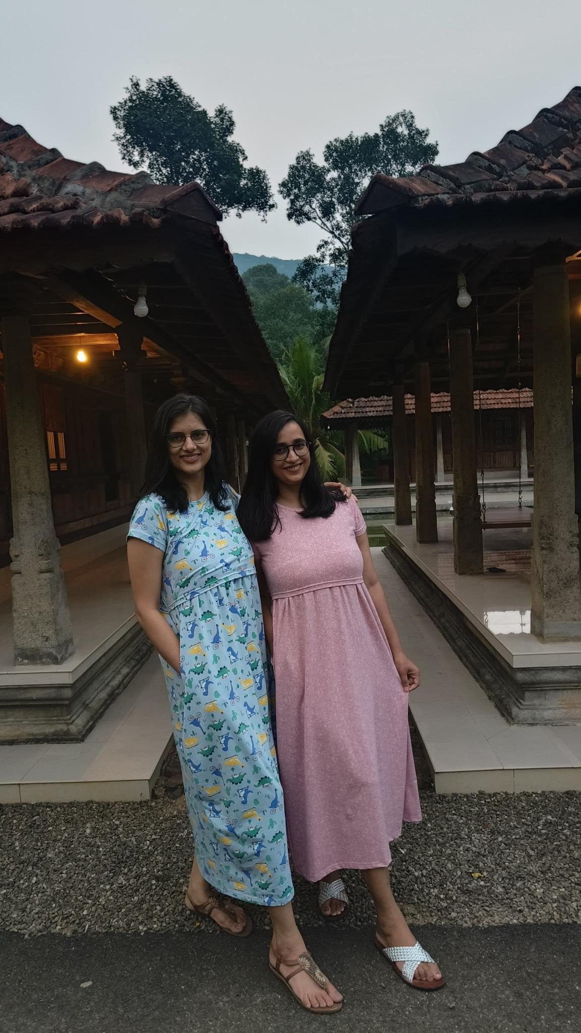 Soft Stretch Blush Bloom Maternity Lounge Dress