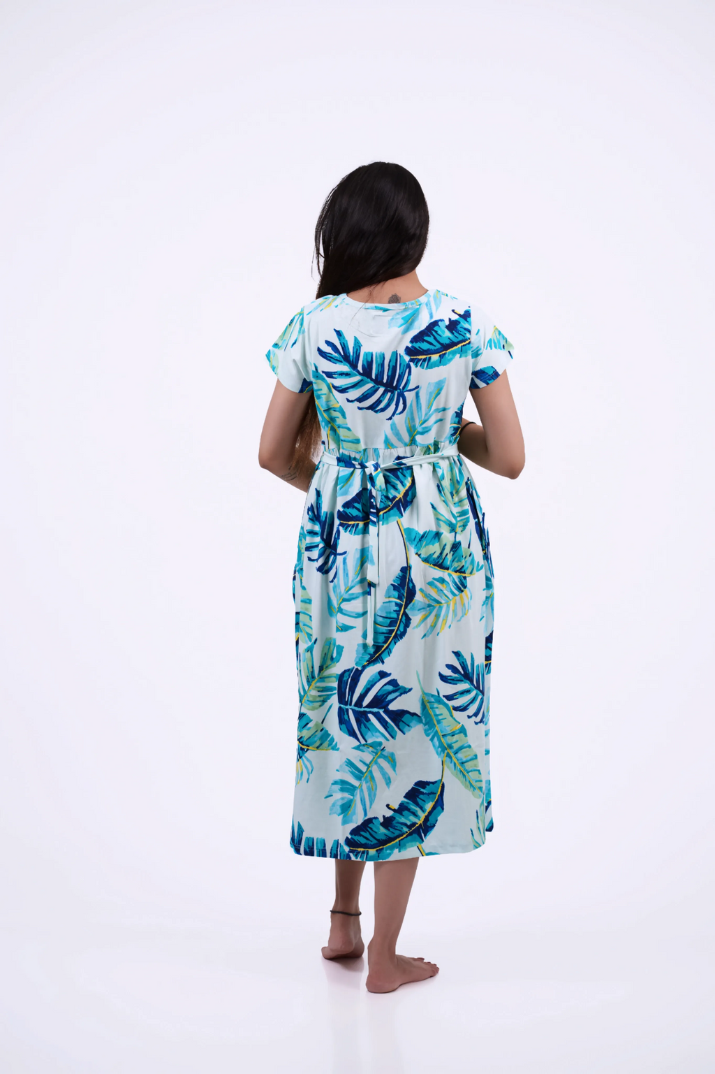 Mint Leaf Print Maternity Dress