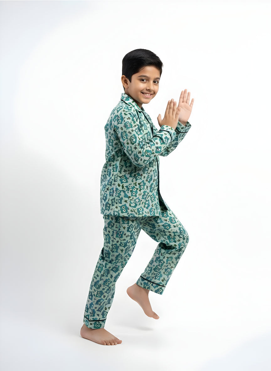 Owl Print Cotton Night Suit