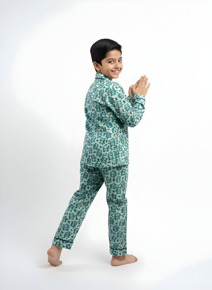 Owl Print Cotton Night Suit