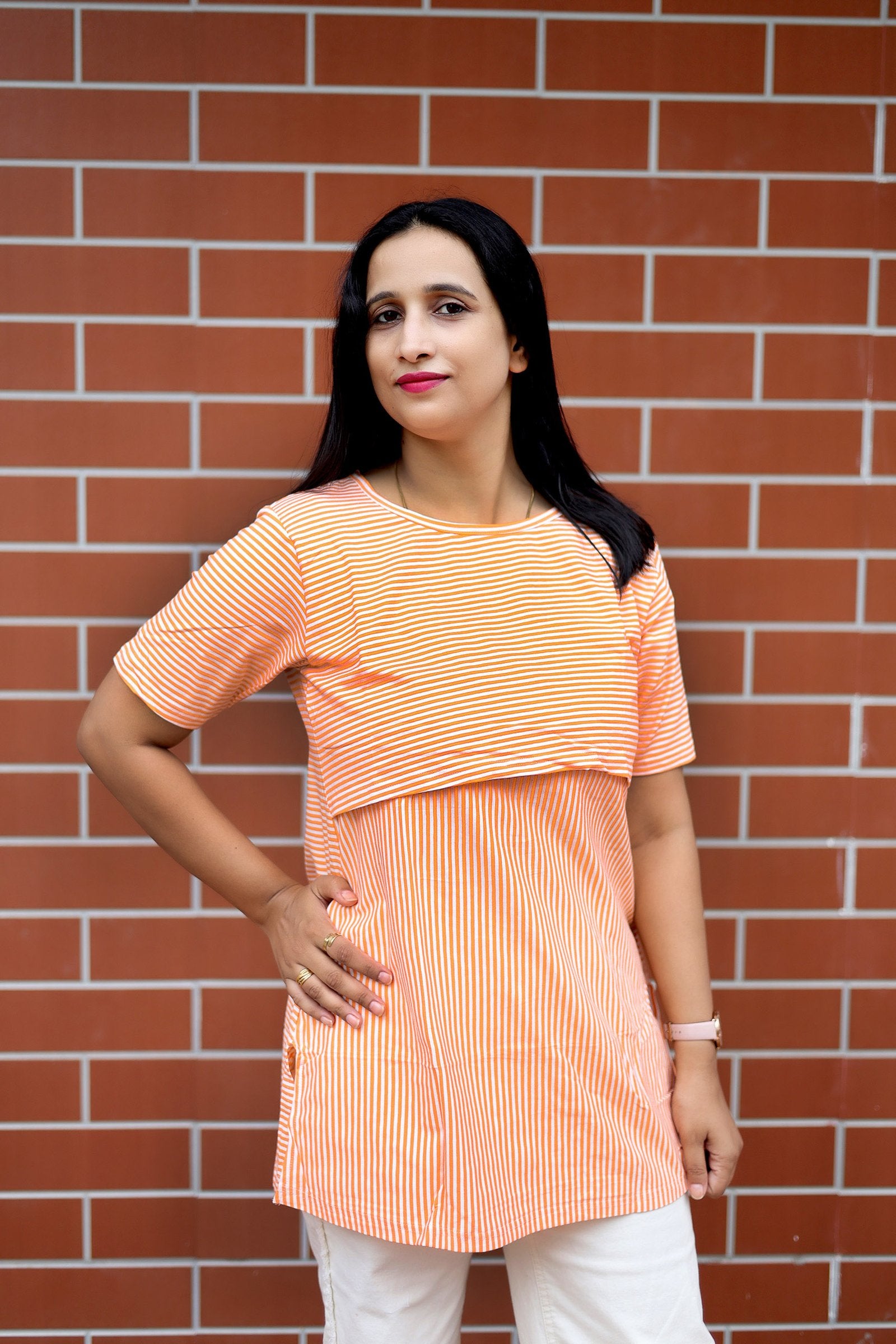 Peach Glow Nursing Blouse